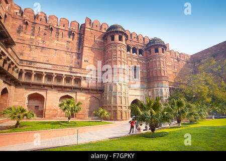 Agra Red Fort - Amar Singh Gate, befestigten Haupttor, Agra, Indien Stockfoto