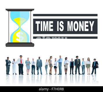 Zeit Geld Stunde Glas Menschen Geschäftskonzept Stockfoto