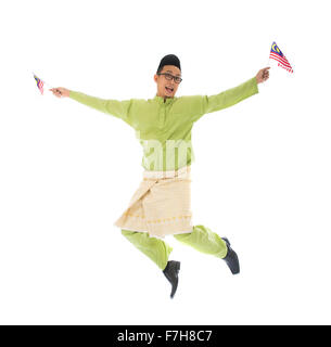 Malay männlichen springen in Freude Stockfoto