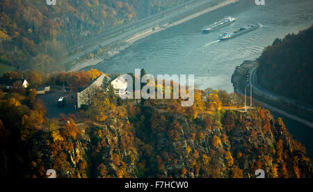 Die Loreley, Loreley-Felsen, Schiefergestein in die UNESCO-World Heritage Oberes Mittelrheintal bei Sankt Goarshausen, Sankt Goar, Stockfoto