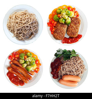 Draufsicht der Platten mit Fast-food Stockfoto