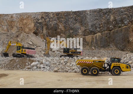 Demonstration der Bagger und Kipper Hillhead Steinbruch Recycling und Bau-Ausstellung Stockfoto