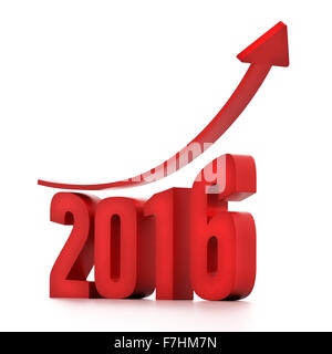 Roter Pfeil steigende Anzahl 2016 Stockfoto