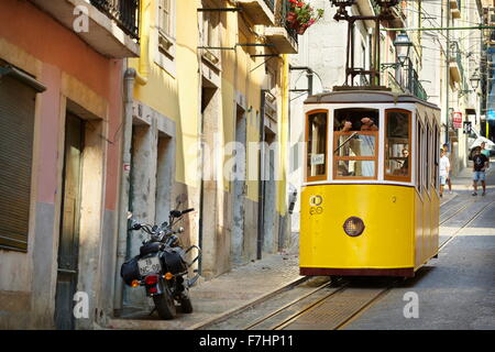 Lissabon Straßenbahn, "Elevador da Bica" Portugal Stockfoto