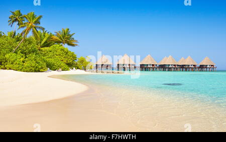 Tropischer Strand Landschaft am Malediven Insel, Ari Atoll Stockfoto