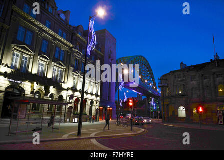 Newcastle Upon Tyne Kai am frühen Abend Stockfoto