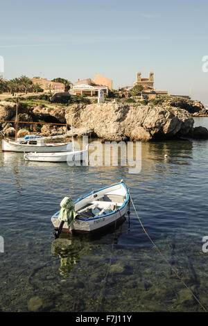 Insel Tabarca, Boote im kleinen Hafen Stockfoto