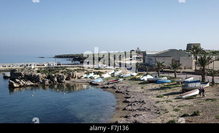 Insel Tabarca, Boote im kleinen Hafen Stockfoto