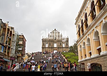 Macau China Ruinen der Kirche St. Paul Stockfoto