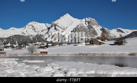 Mt Säntis und See Schwendi im winter Stockfoto