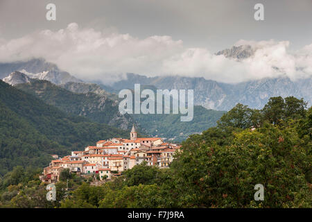 Bergdorf Antona, Toskana, Italien. Stockfoto