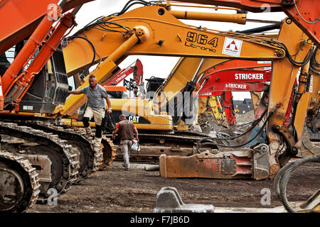 Bagger auf dem Gelände des ehemaligen Stahlwerk Phoenix in Dortmund-Hoerde. Stockfoto