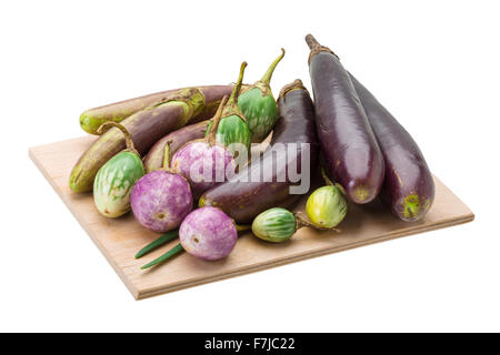 Asiatische Aubergine Assortie isoliert Stockfoto