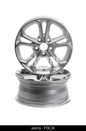 Zwei Stahl-Legierung Auto Felgen auf einem weißen Hintergrund. Stockfoto