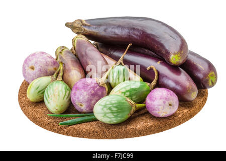 Asiatische Aubergine Assortie isoliert Stockfoto