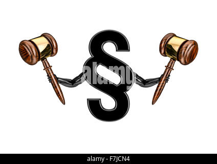 Ich bin das Gesetz / 3D Render Abschnitt Zeichen halten Richter wichtigstes Stockfoto
