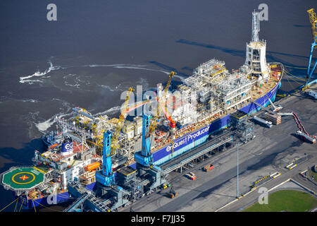 Eine Luftaufnahme des Schiffes Enquest Produzent, Öl und Gas Stockfoto