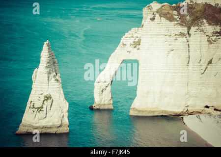 Den berühmten Klippen von Etretat in Normandie, Frankreich Stockfoto