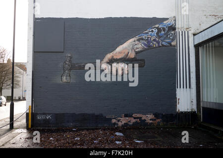 Hammer Straße Wandbild, Leamington Spa UK Stockfoto