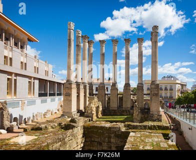 Cordoba, Provinz Córdoba, Andalusien, Südspanien.  Säulen mit korinthischen Kapitellen des 1. Jahrhunderts n. Chr. römischer Tempel. Stockfoto