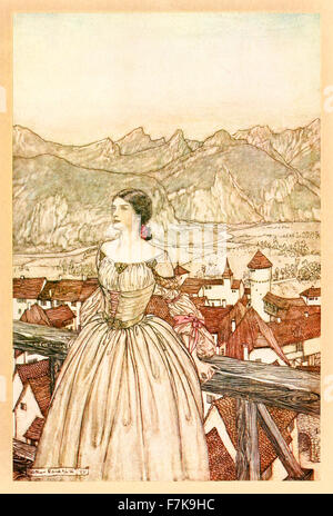 "Bertalda" von "Undine", illustriert von Arthur Rackham (1867-1939). Siehe Beschreibung für mehr Informationen. Stockfoto