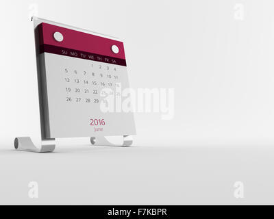 ein Kalender für das Jahr 2016 in weiß Stockfoto