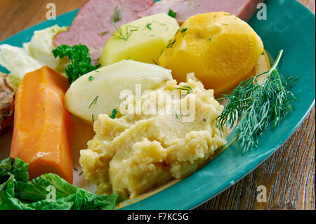 Jiggs Abendessen - traditionelles Essen von Neufundland und Labrador, Kanada. Stockfoto