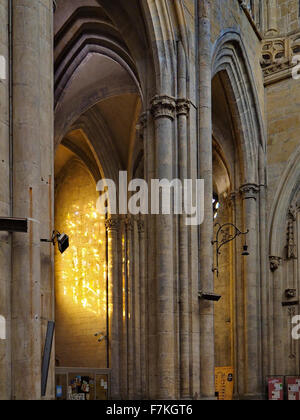 Glasfenster und Reflexionen an der Wand der Kathedrale St-Maurice Vienne Südfrankreich Stockfoto