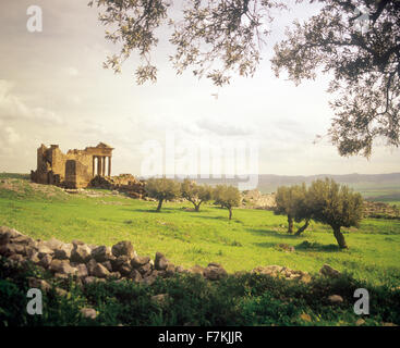 Ruinen des Tempels von Dougga Capitol. Tunesien Stockfoto