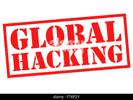 GLOBALE HACKING roten Stempel auf einem weißen Hintergrund. Stockfoto