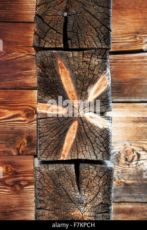 alte hölzerne vertikale Baum Ringe Hintergrundmuster Stockfoto