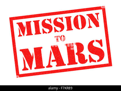 MISSION TO MARS rot Stempel auf einem weißen Hintergrund. Stockfoto