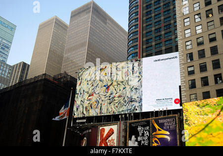 Willem De Kooning abstrakter Malerei erscheint auf digitale Außenwerbung Display im New Yorker Times Square im Rahmen der Veranstaltung Kunst überall. Stockfoto