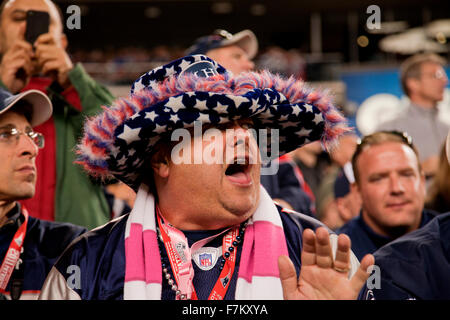 New England Patriots NFL Fußball-Fans im Gillette Stadium, die Heimat der Super Bowl champs, New England Patriots gegen die Dallas Cowboys, 16. Oktober 2011, Foxborough, Boston, MA Stockfoto