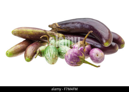 Asiatische Aubergine Assortie isoliert Stockfoto