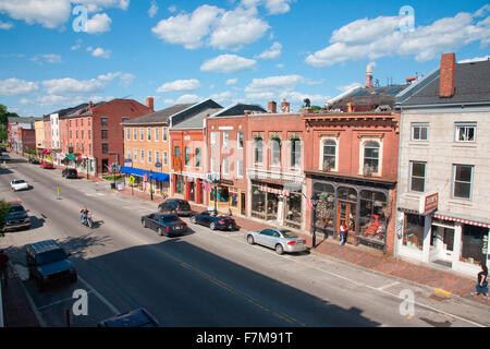 Schaufenster Linie Water Street in Hallowell, Maine Stockfoto