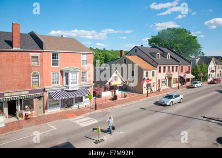 Schaufenster Linie Water Street in Hallowell, Maine Stockfoto