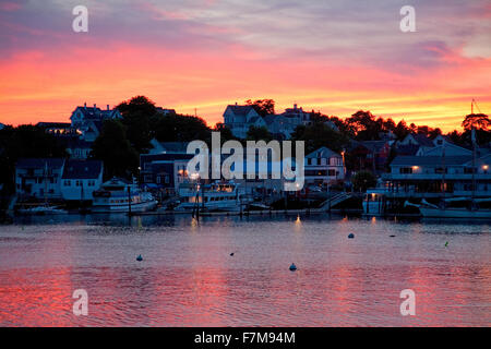 Sonnenuntergang am Boothbay Harbor, Maine Stockfoto