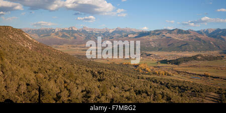 Panoramische Luftaufnahme der San Juan Mountains in der Nähe von Ridgeway, Colorado Stockfoto