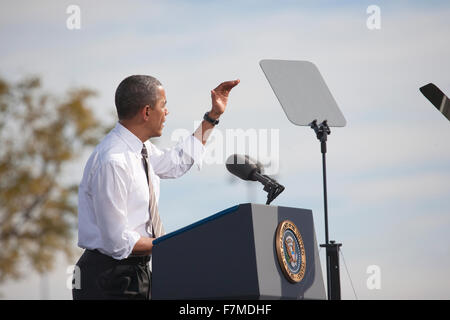 Präsident Barack Obama wird am Präsidenten Wahlkampf, 1. November 2012, Cheyenne Sports Complex, North Las Vegas, Nevada Stockfoto