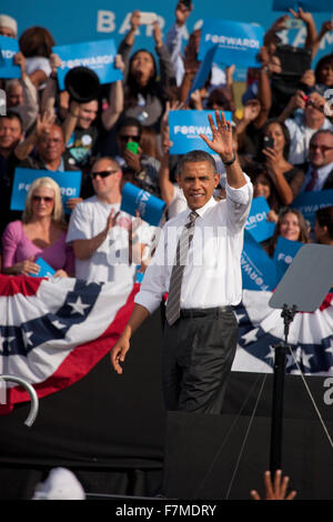 Präsident Barack Obama wird am Präsidenten Wahlkampf, 1. November 2012, Cheyenne Sports Complex, North Las Vegas, Nevada Stockfoto