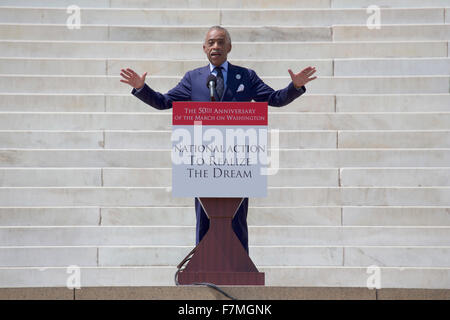 Reverend Al Sharpton, MSNBC-Moderatorin von "Politik Nation," spricht an der nationalen Aktion zu verwirklichen den Traum März und Rallye für den 50. Jahrestag des Marsches auf Washington und Martin Luther King's ich Have A Dream-Rede, 24. August 2013, Lincoln Memo Stockfoto