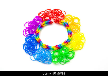 Rainbow loom farbige Gummibänder für das Weben von Zubehör Stockfoto