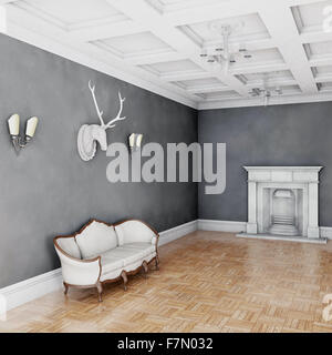 Weißen klassizistischen Stil Sofa im Vintage Zimmer Stockfoto