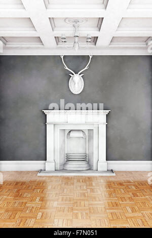 Klassische Wohnzimmer Interieur mit Kamin Stockfoto