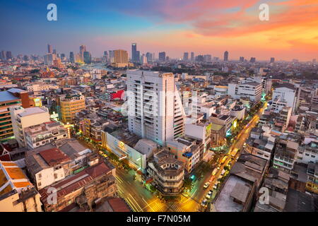 Thailand - Bangkok Stadtbild bei Sonnenuntergang, Bangkok Stockfoto