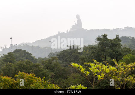 Großer Buddha in Ferne auf Lantau Island in China Stockfoto