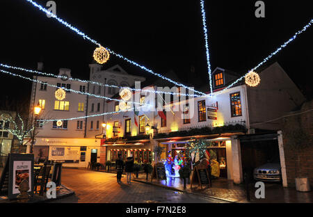 Brighton UK 27. November 2015 - Weihnachtsbeleuchtung in Donatello Restaurant in The Lanes Brighton Stockfoto