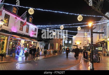 Brighton UK 27. November 2015 - Weihnachtsbeleuchtung in Donatello Restaurant in The Lanes Brighton Stockfoto