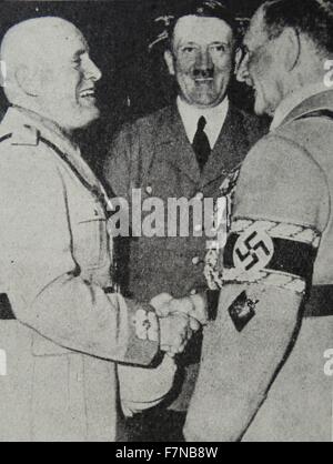 Foto von Adolf Hitler und Benito Mussolini treffen in München über das Schicksal von Frankreich entschieden. Dated1940 Stockfoto